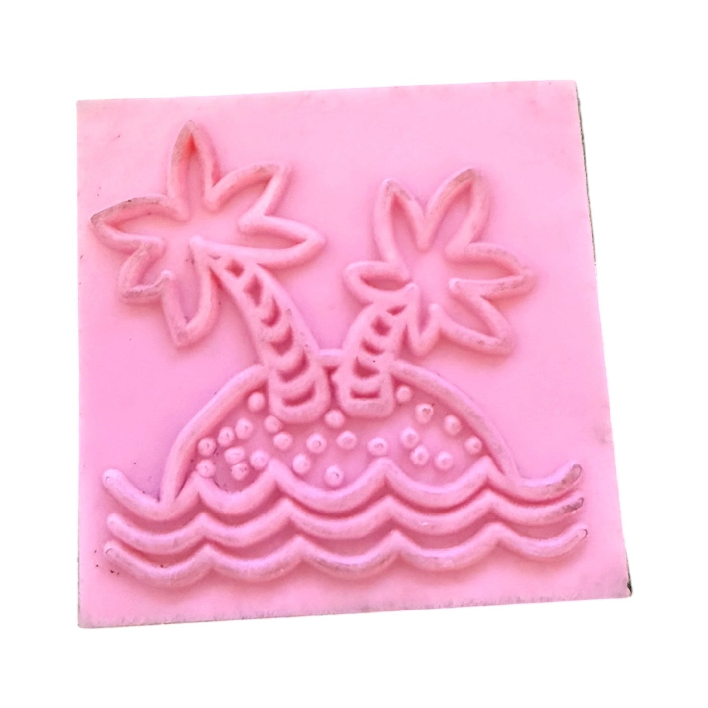 Palm Trees On An Island With The Ocean Unbranded Rubber Stamp