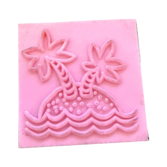 Palm Trees On An Island With The Ocean Unbranded Rubber Stamp
