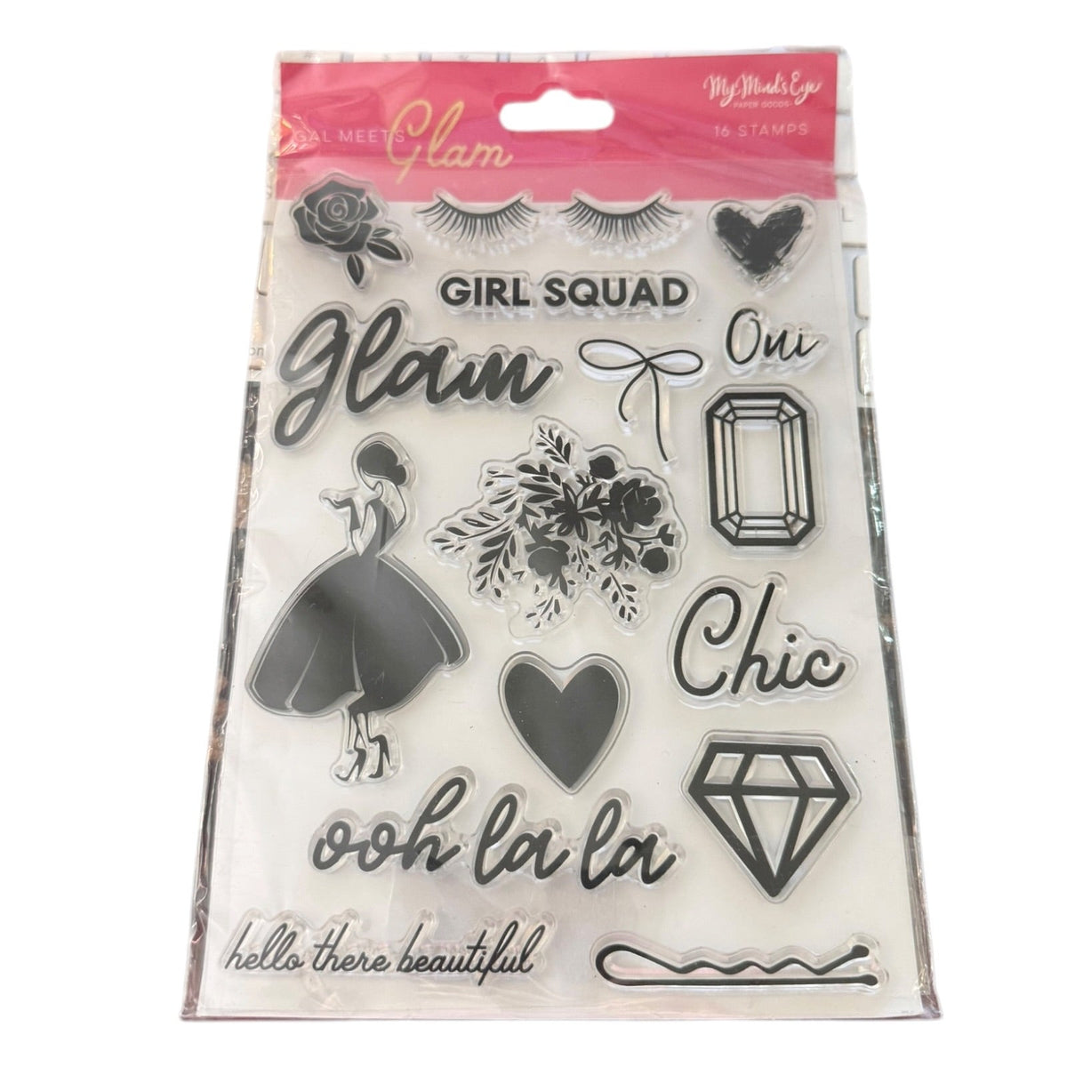 My Minds Eye Gal Meets Glam GMG120 Set Slap Cling Rubber Stamps
