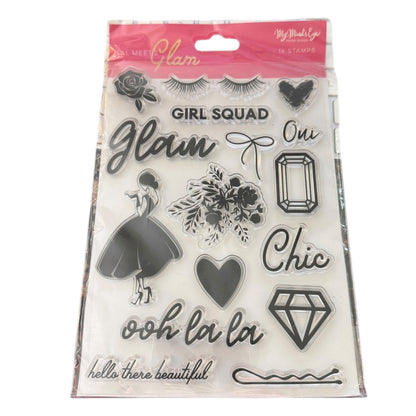 My Minds Eye Gal Meets Glam GMG120 Set Slap Cling Rubber Stamps