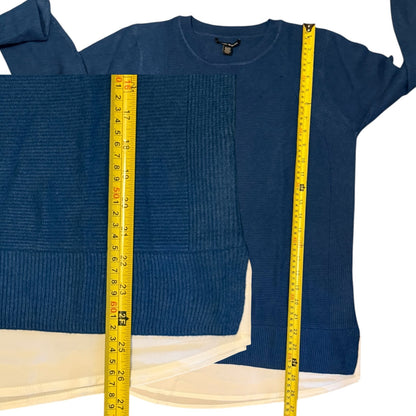 Hilary Radley Blue Faux Layered Knit Long Sleeve Sweater Small