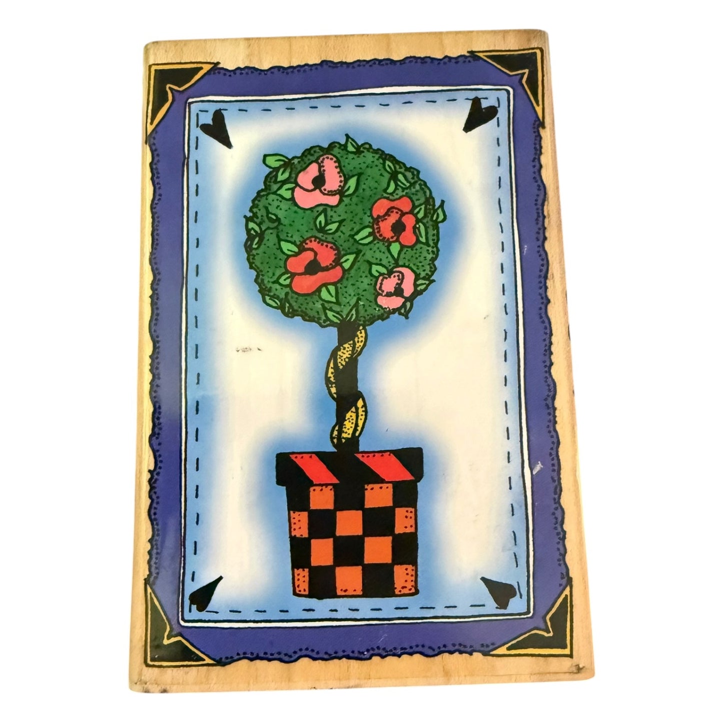 Inkadinkado Alma Lynne Flower Rose Bush In Pot 6352P Rubber Stamp