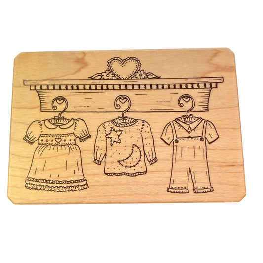 Inkadinkado Galerie Vernissage April Guilbault Infant Clothes 8894X Rubber Stamp