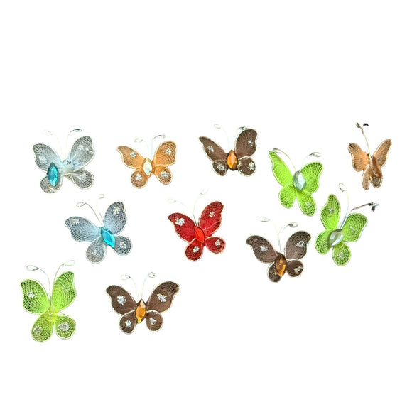 Colorful butterfly decorations on a white background