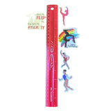 Ruler with gymnastics-themed stickers on a white background