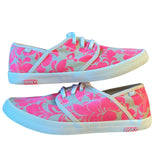 Roxy Pink Gray Floral Lace Up Sneakers Shoes Size 10