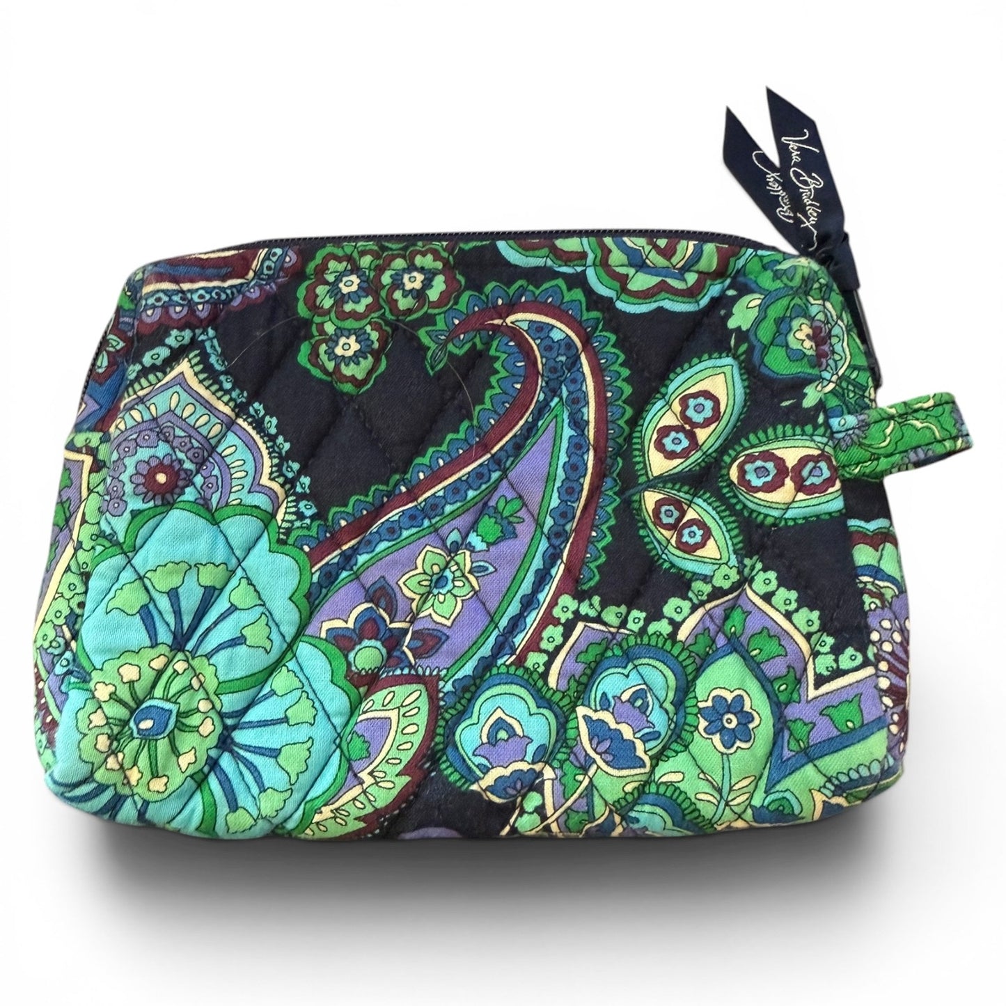 Vera Bradley Blue Rhapsody Paisley Lined Zipper Top Cosmetic Bag Pouch