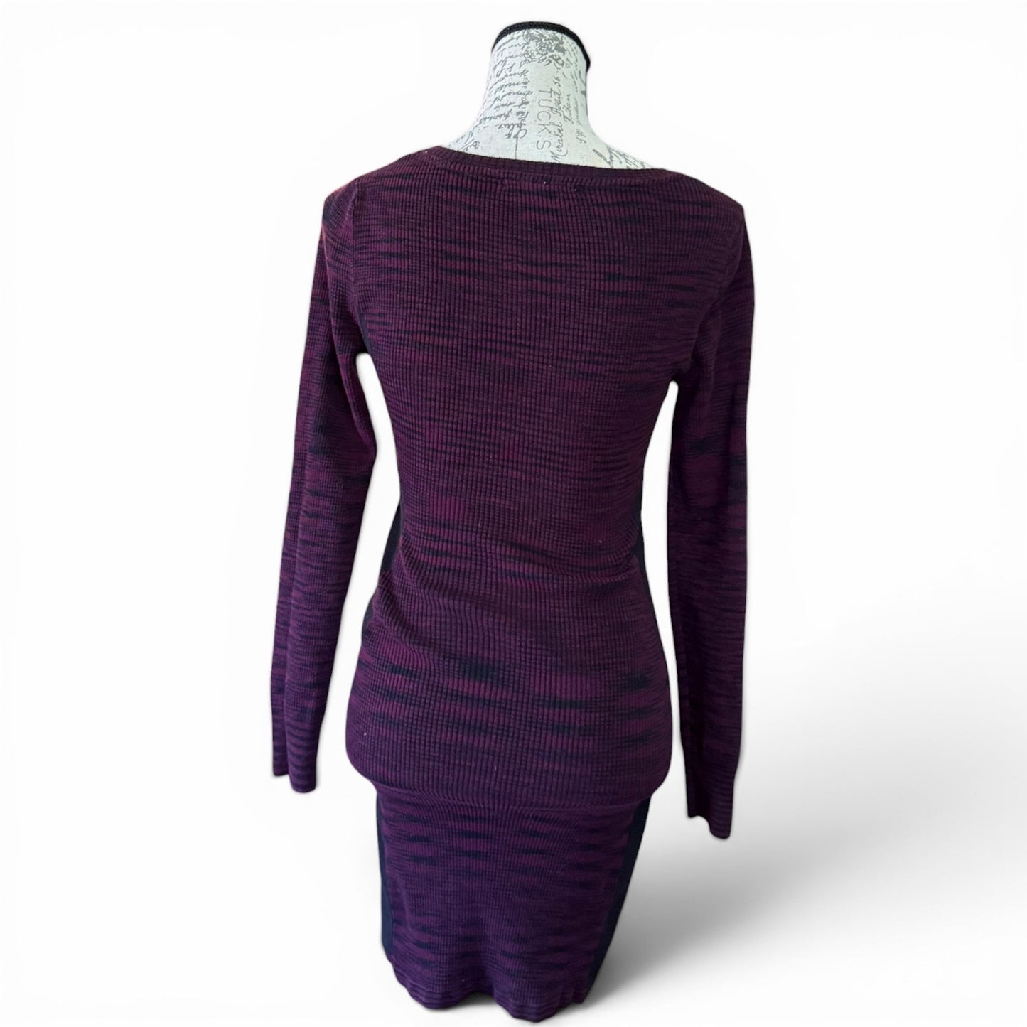 Victoria's Secret 2013 Pink Black Ribbed Long Sleeve Dress Small