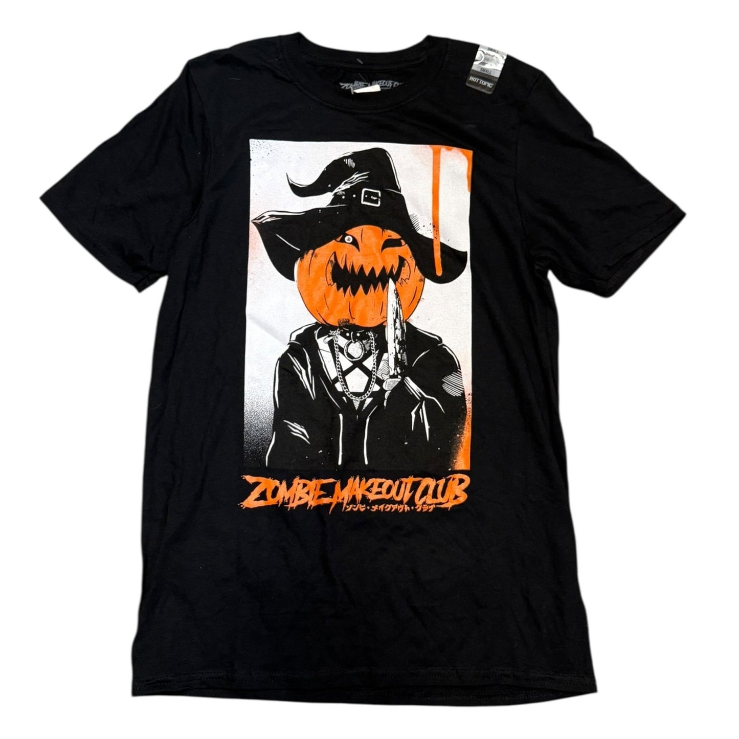 Hot Topic Halloween Zombie Makeout Club Jack O Lantern Black Cotton Shirt Small