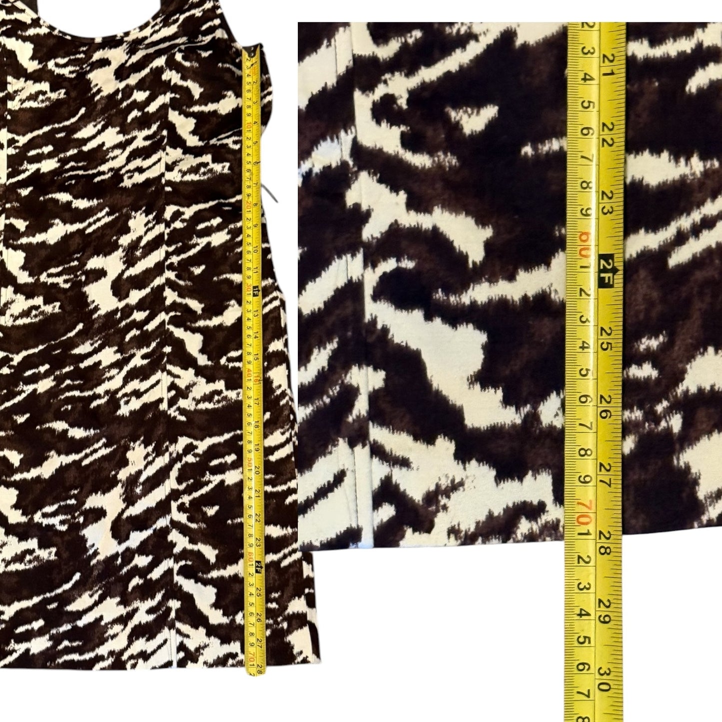 Michael Kors Brown Off White Abstract Animal Print Sleeveless Sheath Dress 8