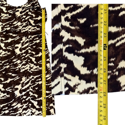 Michael Kors Brown Off White Abstract Animal Print Sleeveless Sheath Dress 8