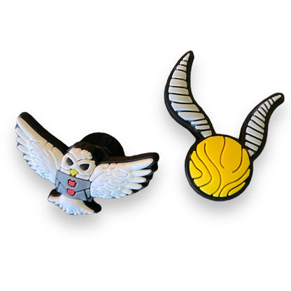 2 Harry Potter Golden Snitch Hedwig Shoe Clog Charms Decorations