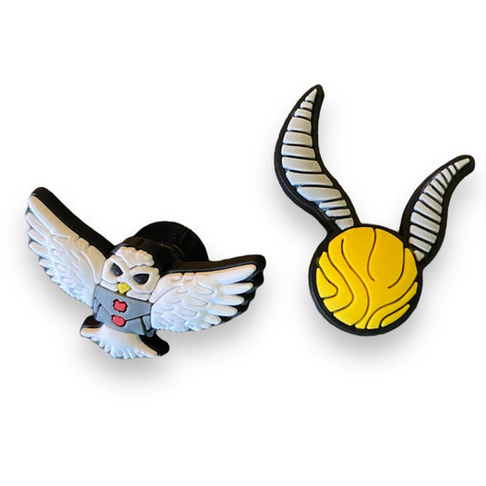 2 Harry Potter Golden Snitch Hedwig Shoe Clog Charms Decorations