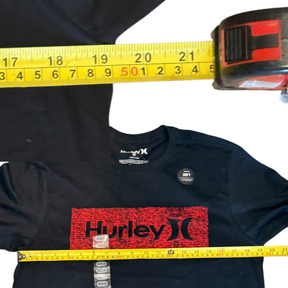 Hurley Black Cotton With Red Graphic Tee T Shirt Size Medium