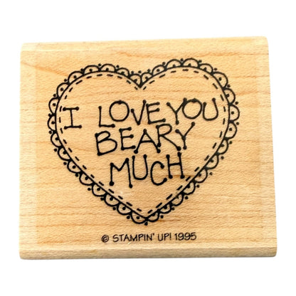 Stampin Up! I Love You Beary Much Heart 1995 Rubber Stamp