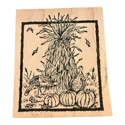 Northwoods Harvest Autumn Pumpkin Turkey 2011 Rubber Stamp