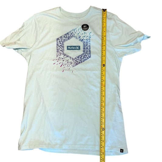 Hurley Light Mint Green Cotton With Multicolor Burst Graphic Tee T Shirt Medium