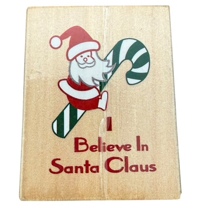 I Believe In Santa Claus Christmas Candy Cane Rubber Stamp Crafting