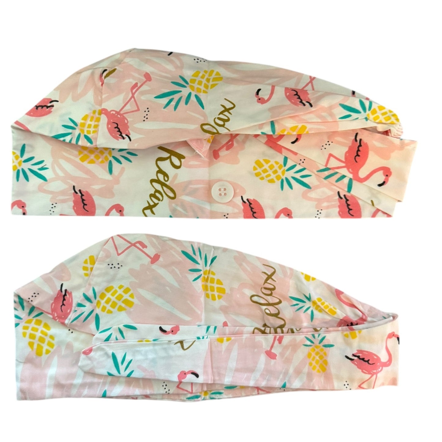 Back of pink scrub cap