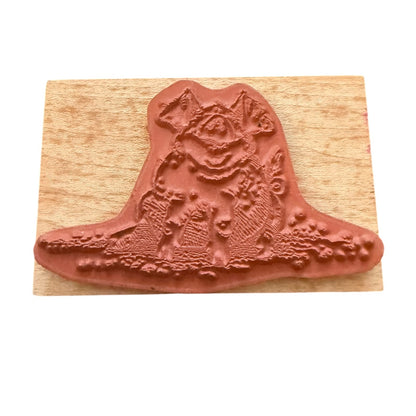 Delafield Stamp Company Large Pig Playing In Mud Happy G051 Rubber Stamp