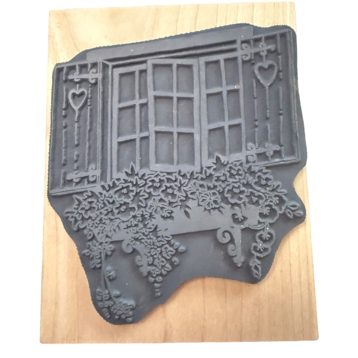 Stampendous Vintage 1995 R021 Charity's Windowbox Floral Window Rubber Stamp