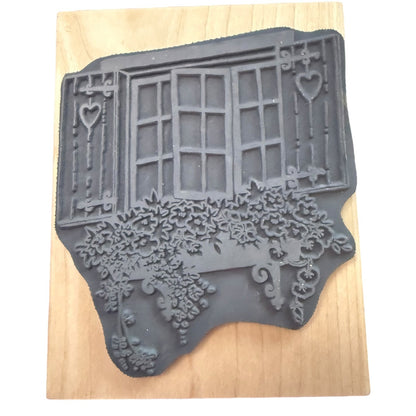 Stampendous Vintage 1995 R021 Charity's Windowbox Floral Window Rubber Stamp
