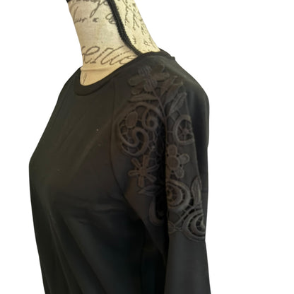 Gloria Vanderbilt Black Lace Sweatshirt Size Extra Small