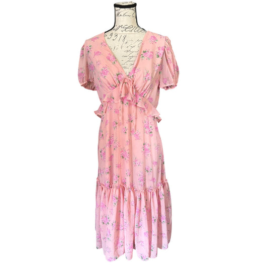 Love Shack Fancy X Target Pink Floral Tiered Ruffle Dress Size 12