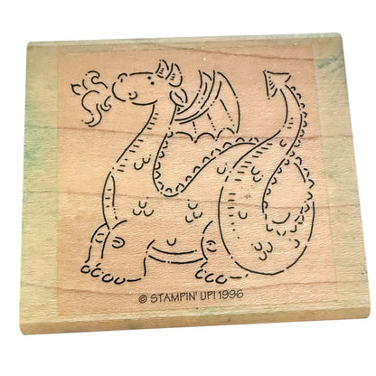 Stampin Up! Vintage 1996 Fire Breathing Dragon Rubber Stamp