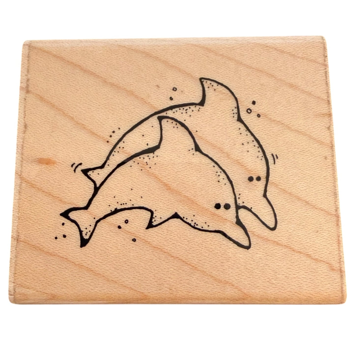 Jrl Design Rare Vintage H154 Dolphin Duo Ocean Marine Dolphins Rubber Stamp