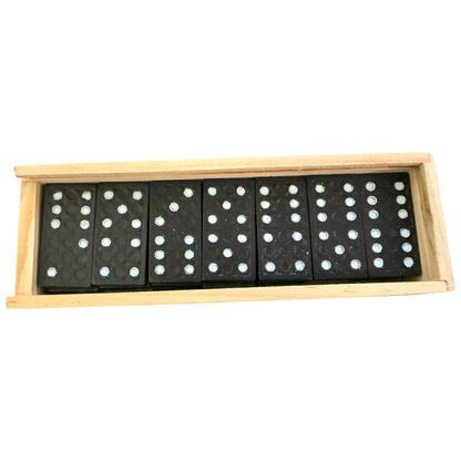28 Piece Black Domino Set Dragon Design With Wood Box