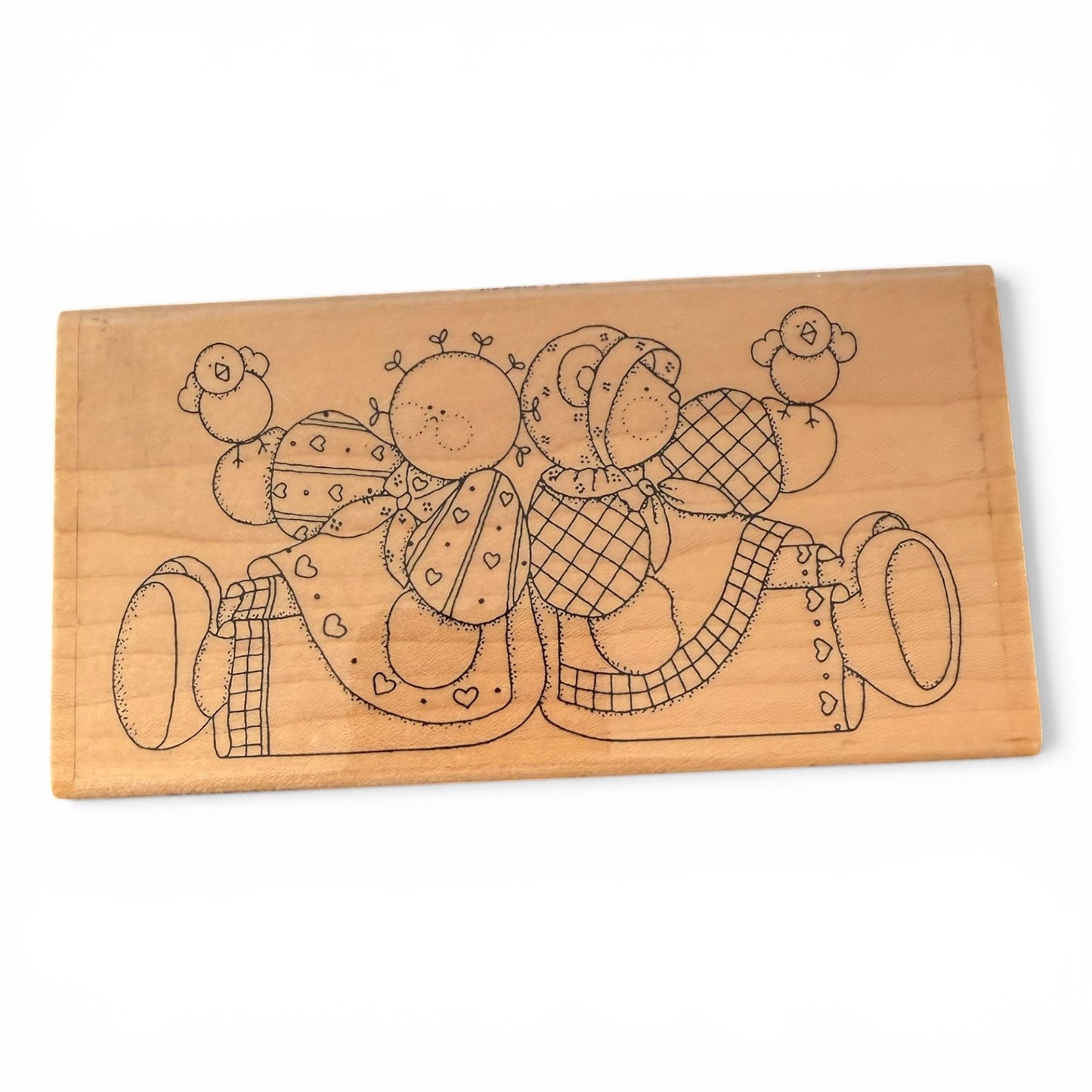 Finders Keepers Dolls With Birds 1995 FK633 Large Rubber Stamp