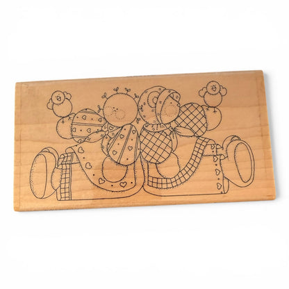 Finders Keepers Dolls With Birds 1995 FK633 Large Rubber Stamp
