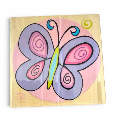 Whimsical Butterfly Unbranded Wooden Rubber Stamp
