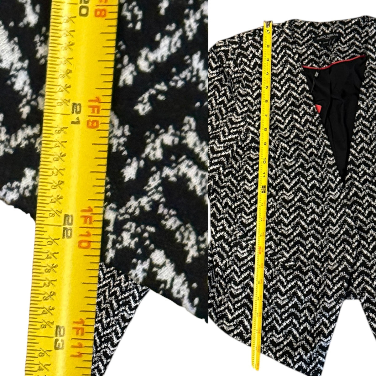 Mario Serrani Chevron Black White Blazer Jacket Size Medium