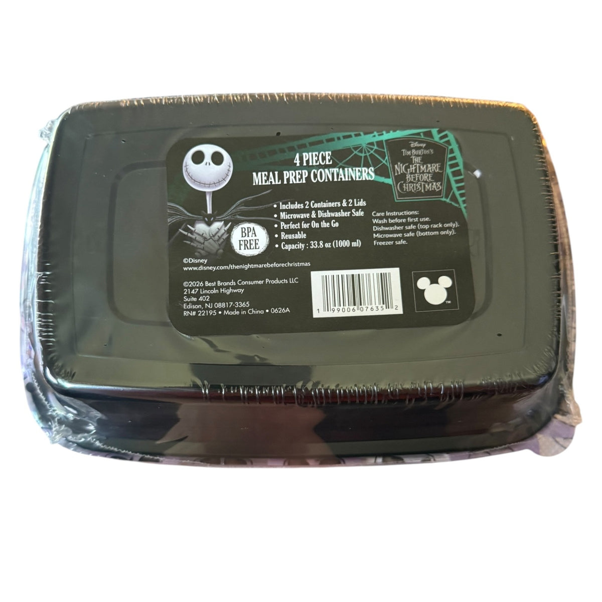 Nightmare Before Christmas Jack Skellington 4 Piece Meal Prep Containers