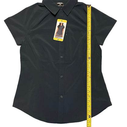 Gray shirt with a tag and measuring tape on a white background