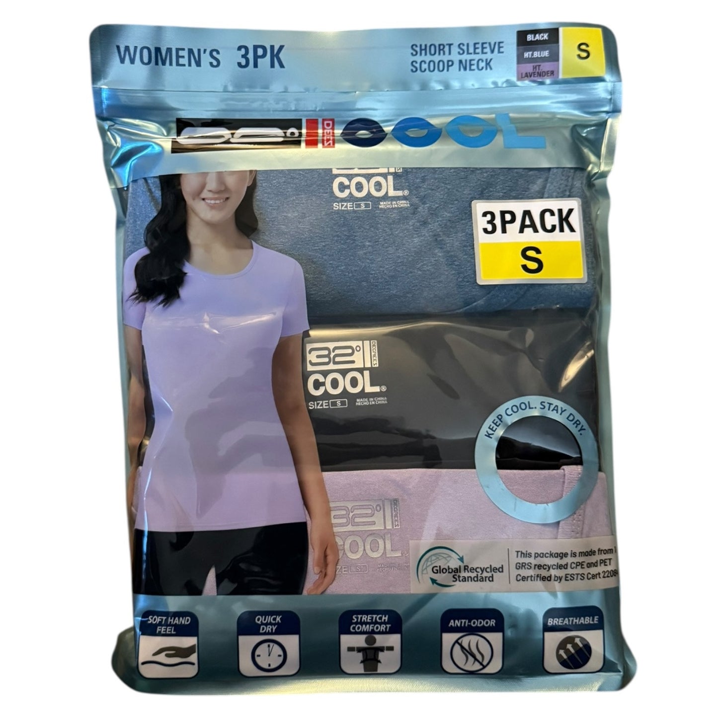 Package of women's t-shirts with 52 Cool branding on a white background