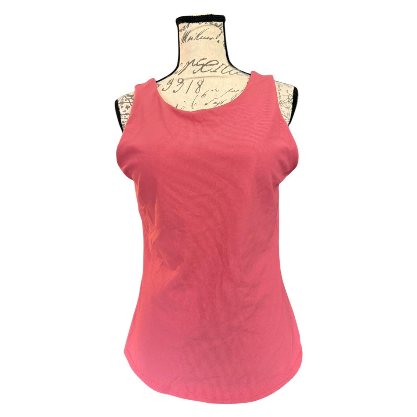 Front of coral Pink tank top on a mannequin with a white background