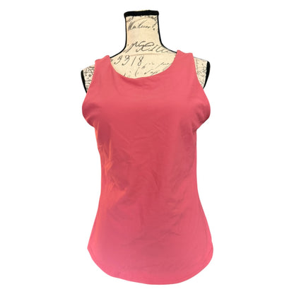 Front of coral Pink tank top on a mannequin with a white background