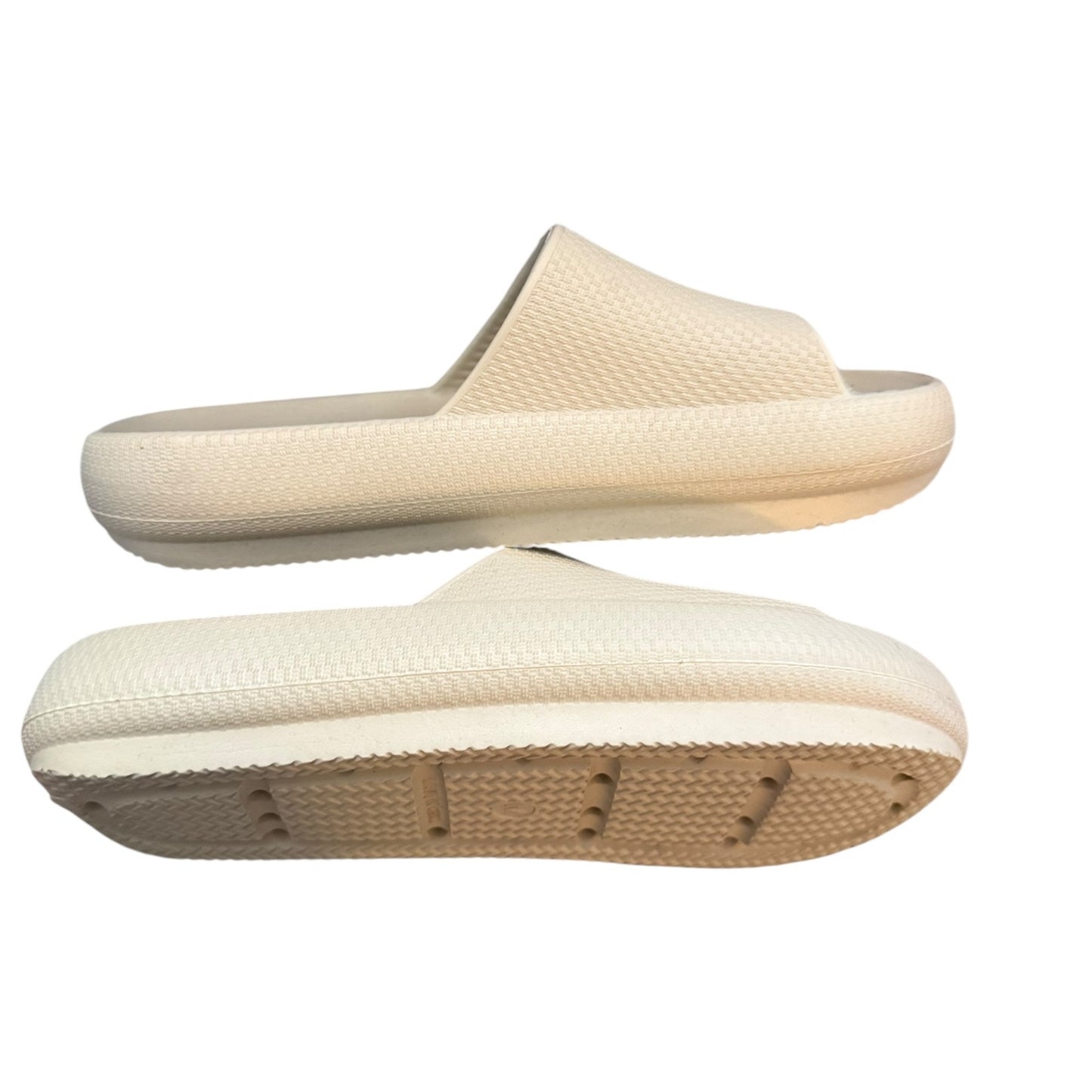Pair of slides on their side on a white background