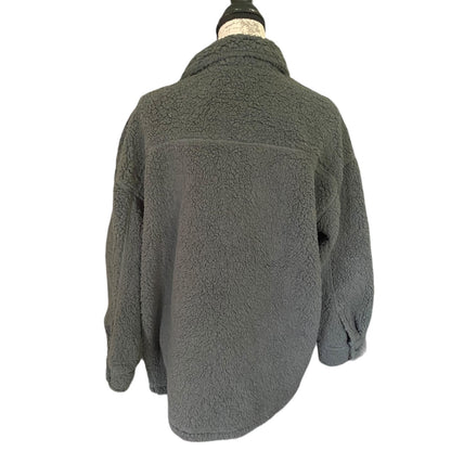 Back of Gray fleece jacket on a white background