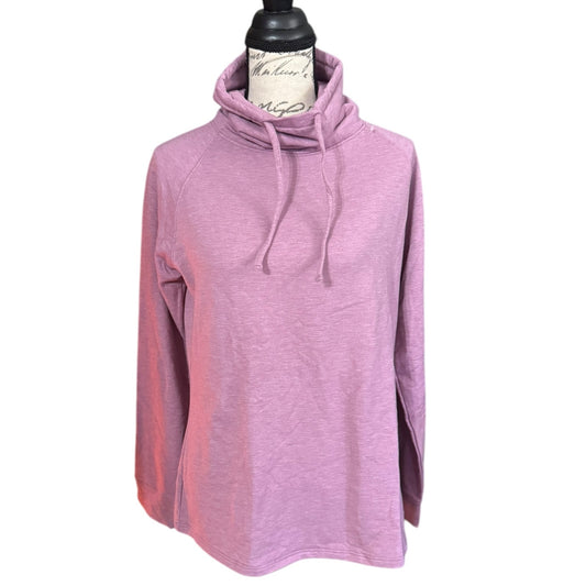 Front of Pink sweater on a mannequin against a white background