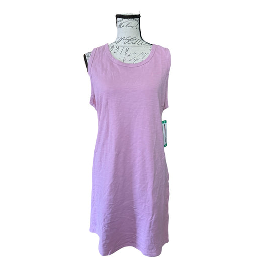 Pink sleeveless dress on a mannequin with a white background