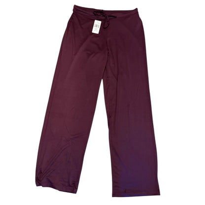 Purple pants with a drawstring on a white background