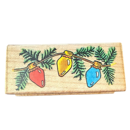 All Night Media Holidays Lights 643E Vintage Christmas Rubber Stamp 1990