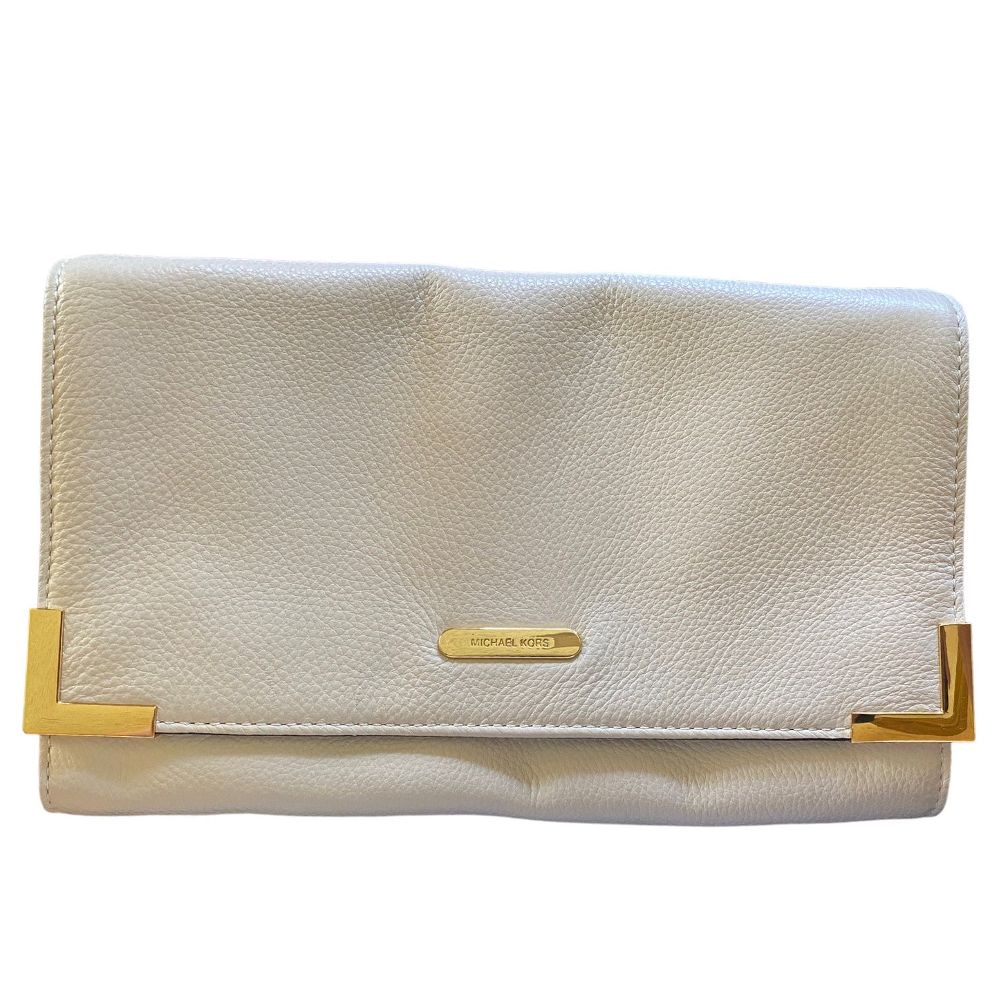 Michael Kors EUC Off White Pebbled Leather Clutch Purse
