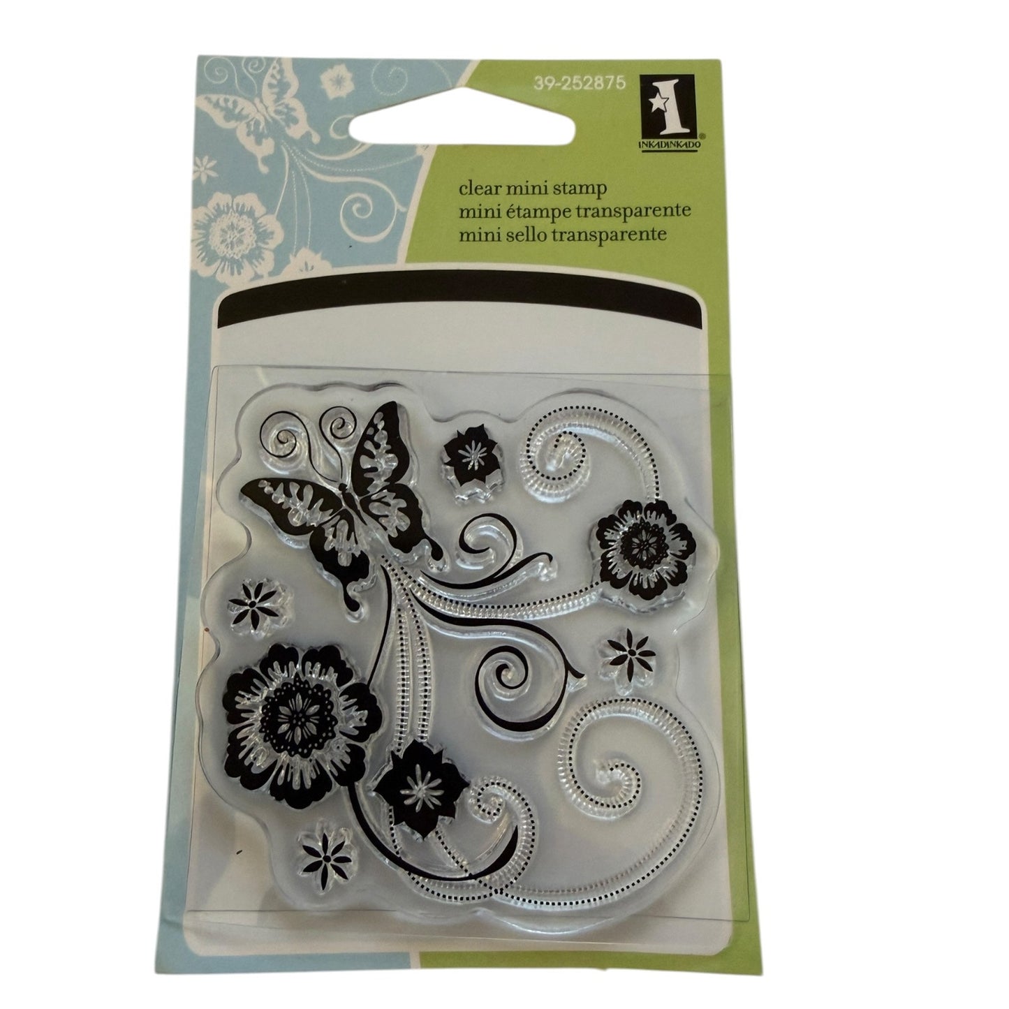 Inkadinkado Butterfly Flourish Floral Swirl Clear Rubber Stamp