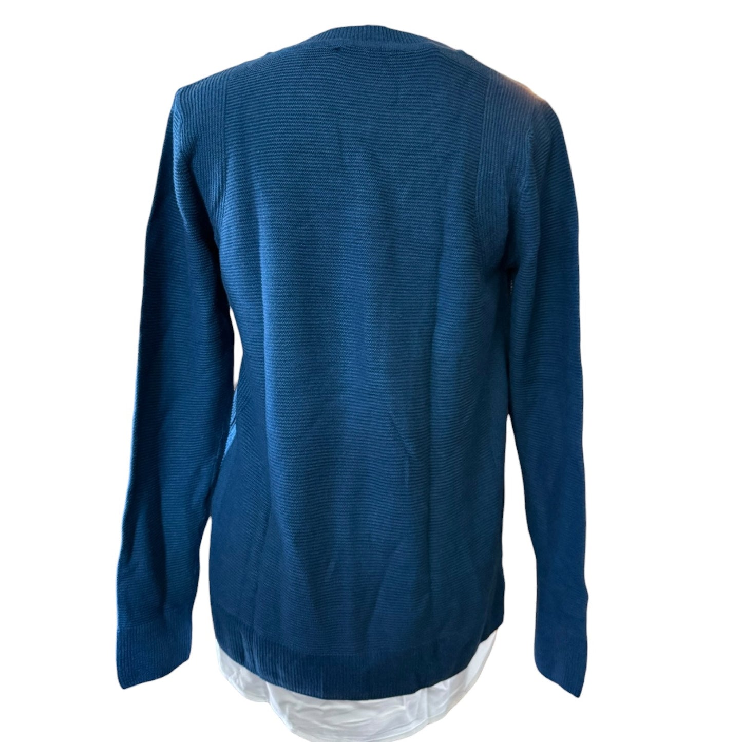 Hilary Radley Blue Faux Layered Knit Long Sleeve Sweater Small