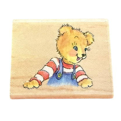 Stampendous Vintage 1995 HTF Looking Lou Teddy Bear Smiling E142 Rubber Stamp